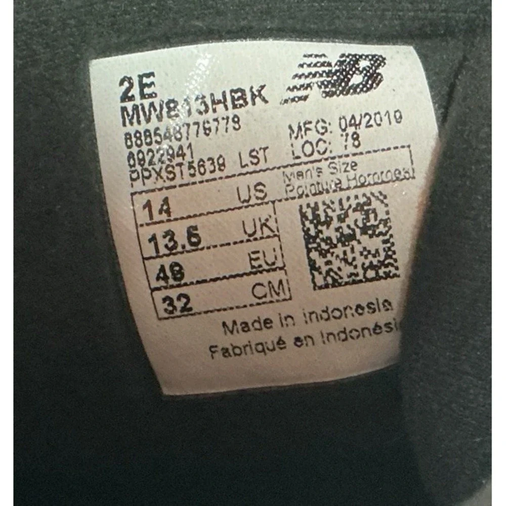 New Balance 813 Shoes Black Leather Hook And Loop Straps Mens Size 14 2E Wide
